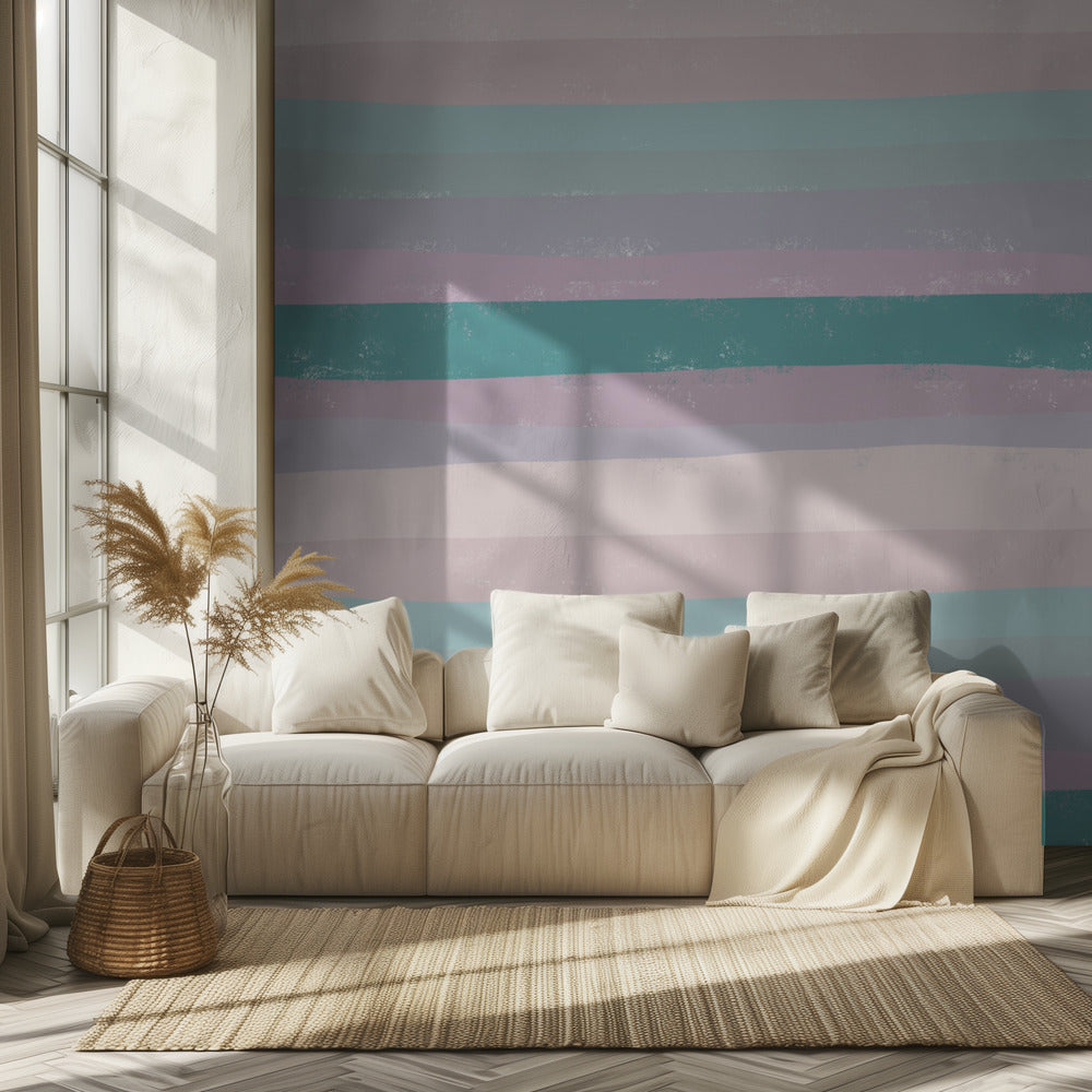 Horizontale strepen in rustgevende tinten | Behang