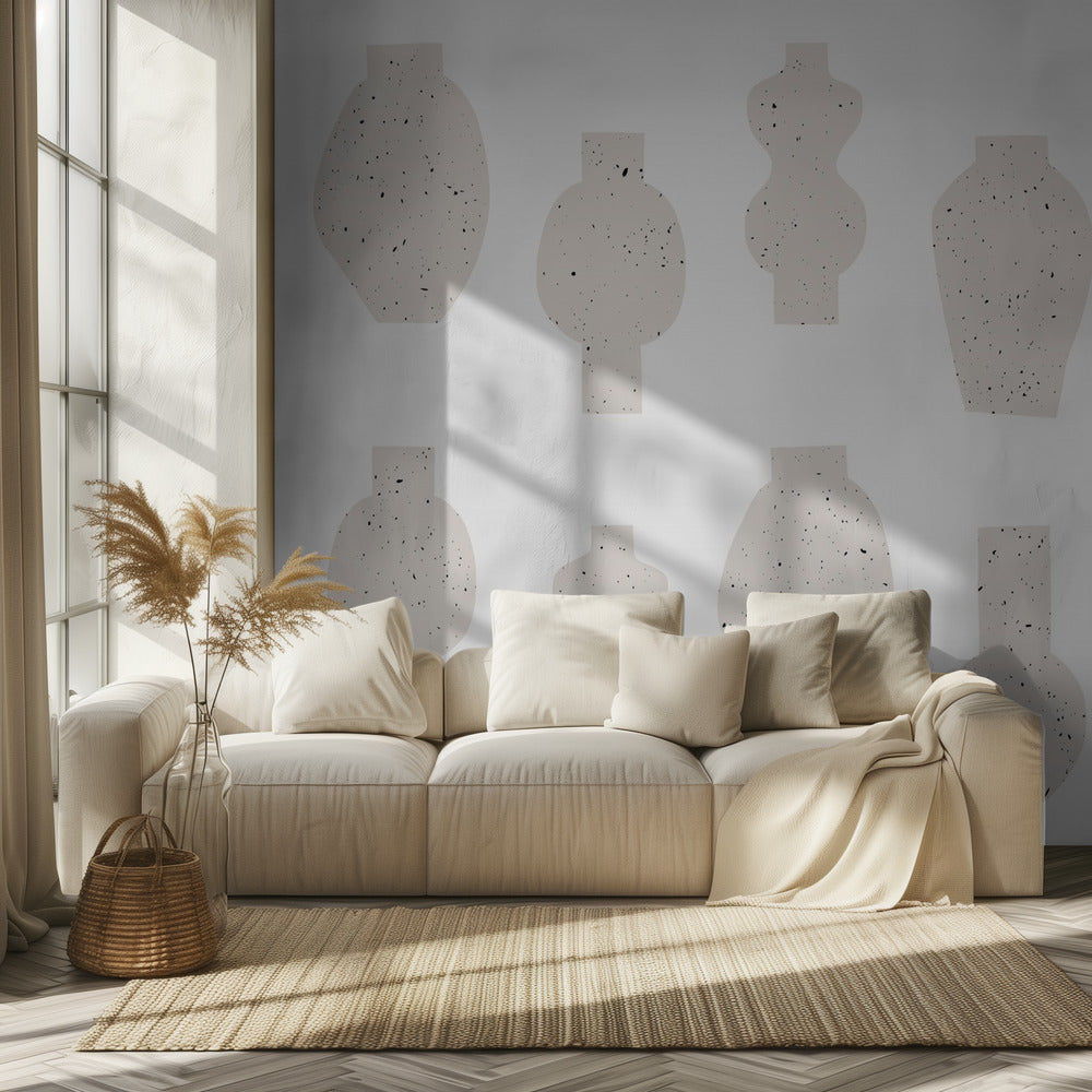 Abstracte Vazen Beige | Behang
