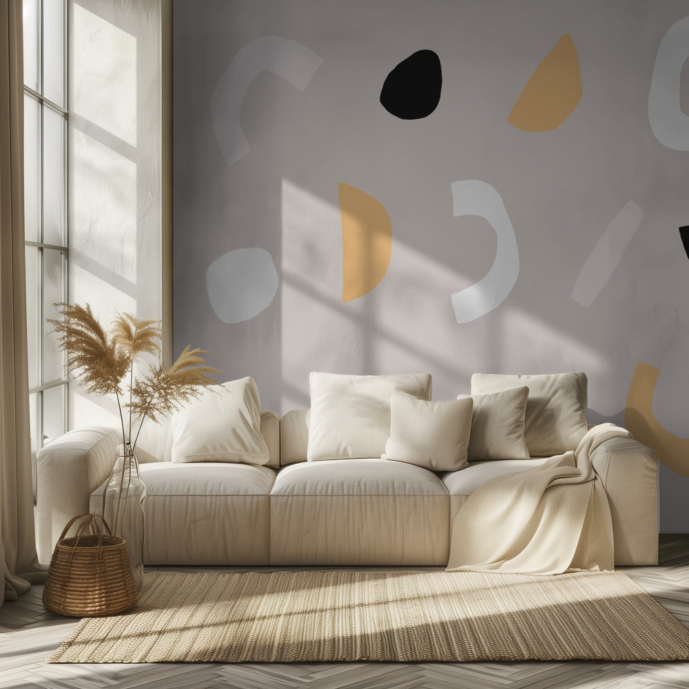 Geometrische vormen in neutrale tinten | Behang