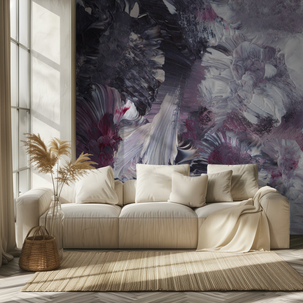 Impressionistische bloemenpenseelstreken | Behang