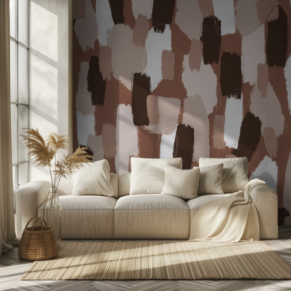 Aardse penseelstreken | Behang