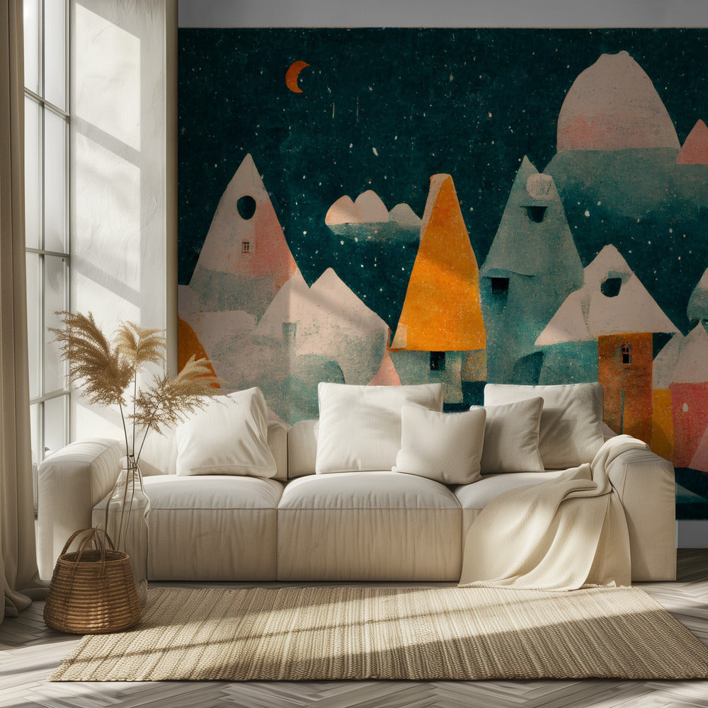 Winternachtdorp | Behang