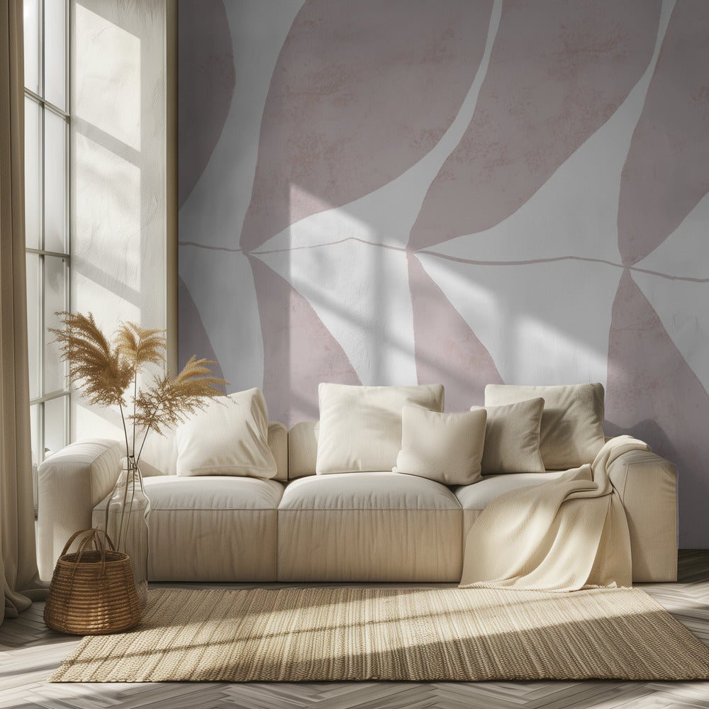 Bladpatronen in zachte beige tinten | Behang