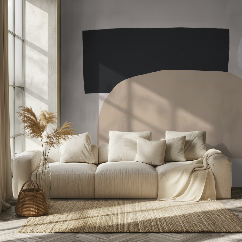 Geometrische vormen in neutrale tinten | Behang