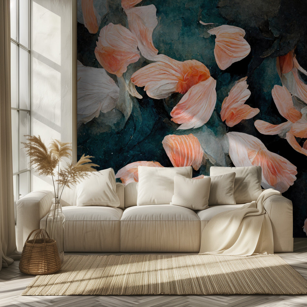 Bloemblaadjes in beweging | Behang