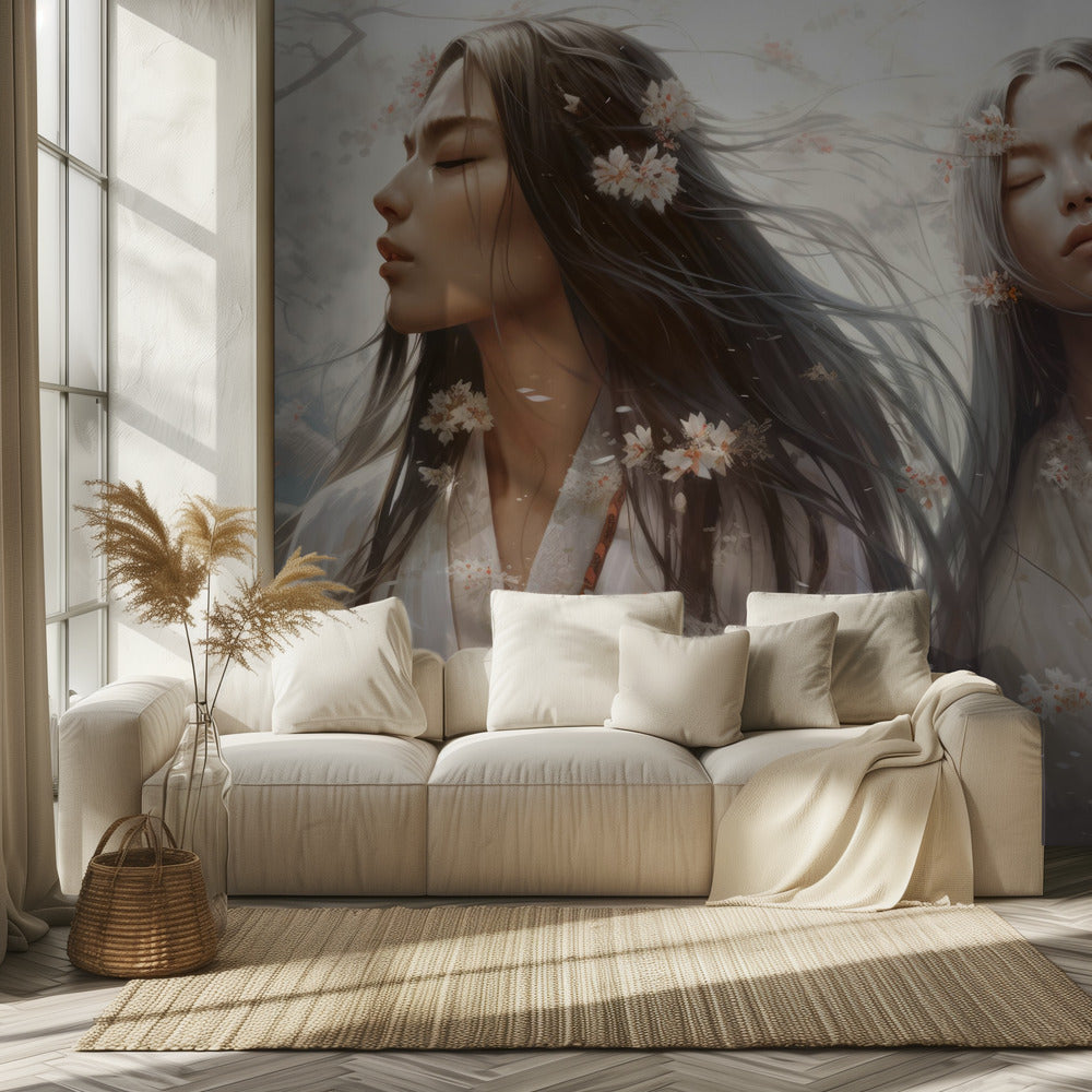 Bloemblaadjes van Sereniteit | Behang