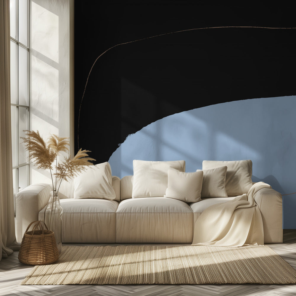 Verweven Contrast Zwart Gedurfd Ontmoet Blauw Zacht | Behang