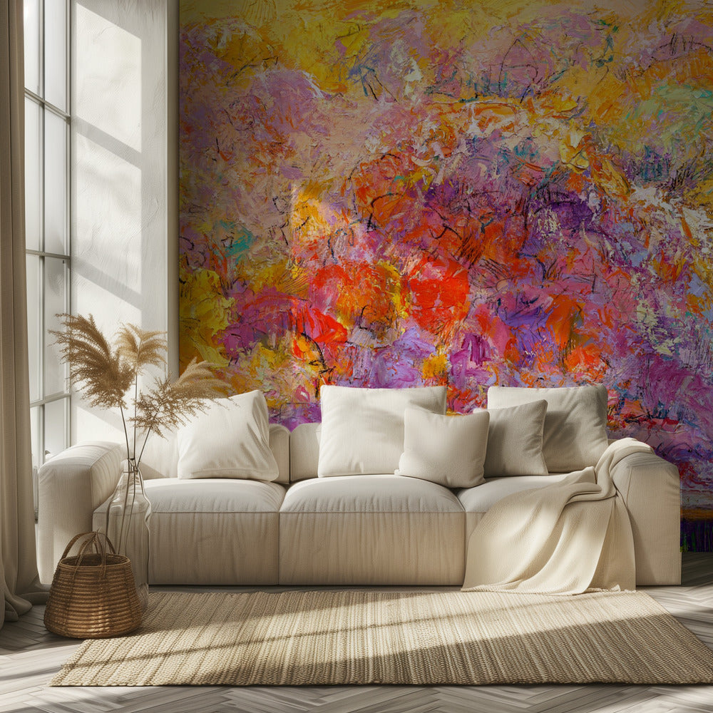 Expressionistisch kleurrijk abstract | Behang