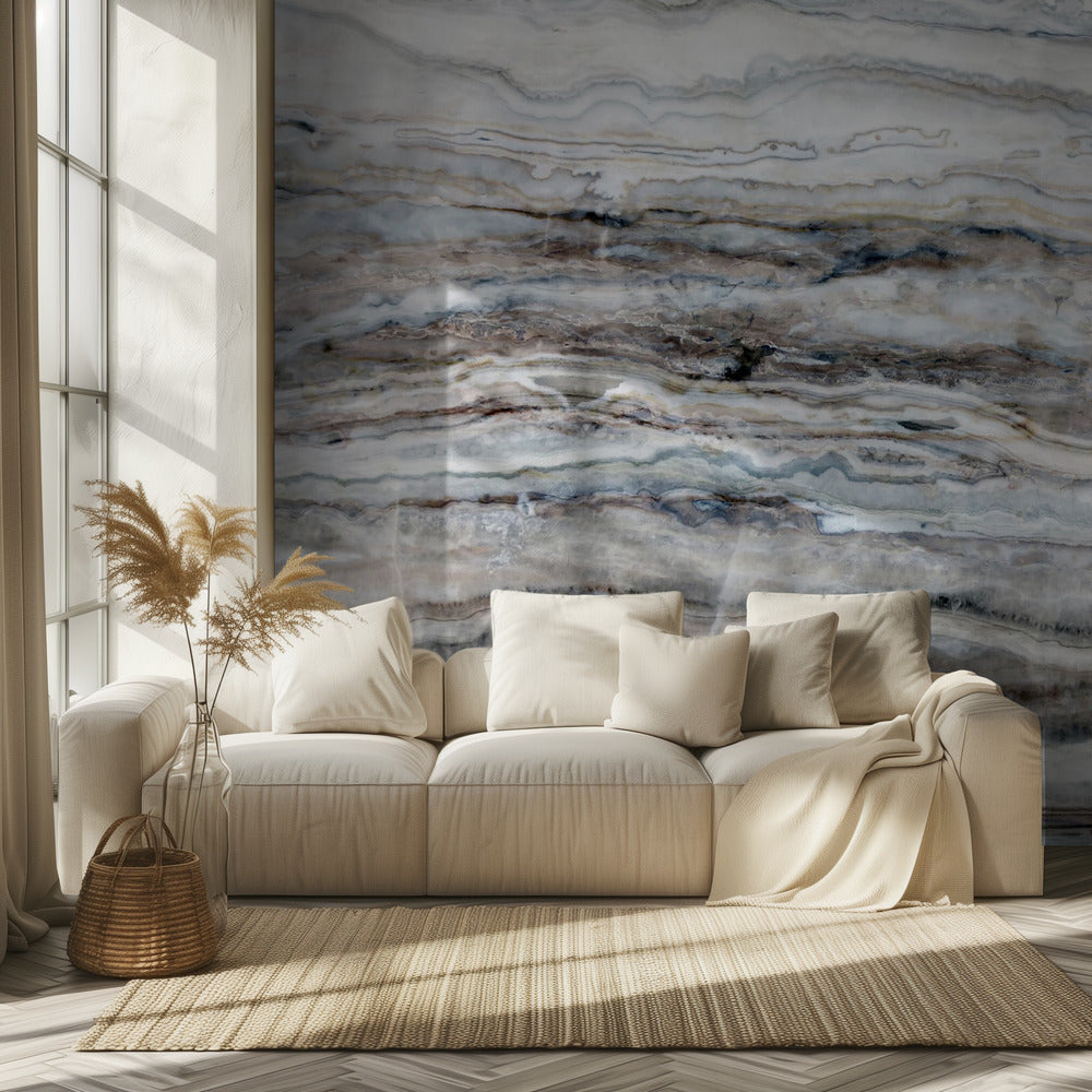 Blauw en wit marmer 08 | Behang