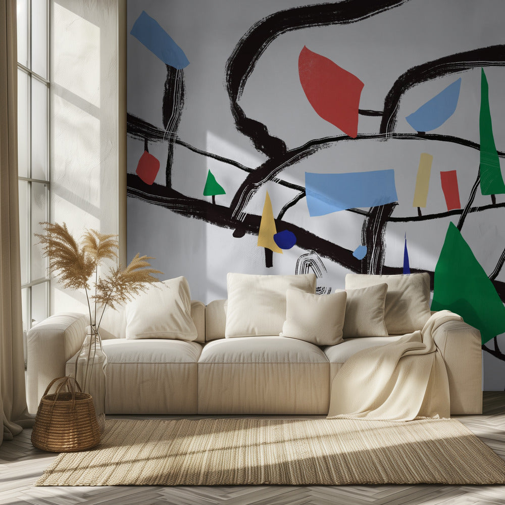 Kleuren in het bos | Behang