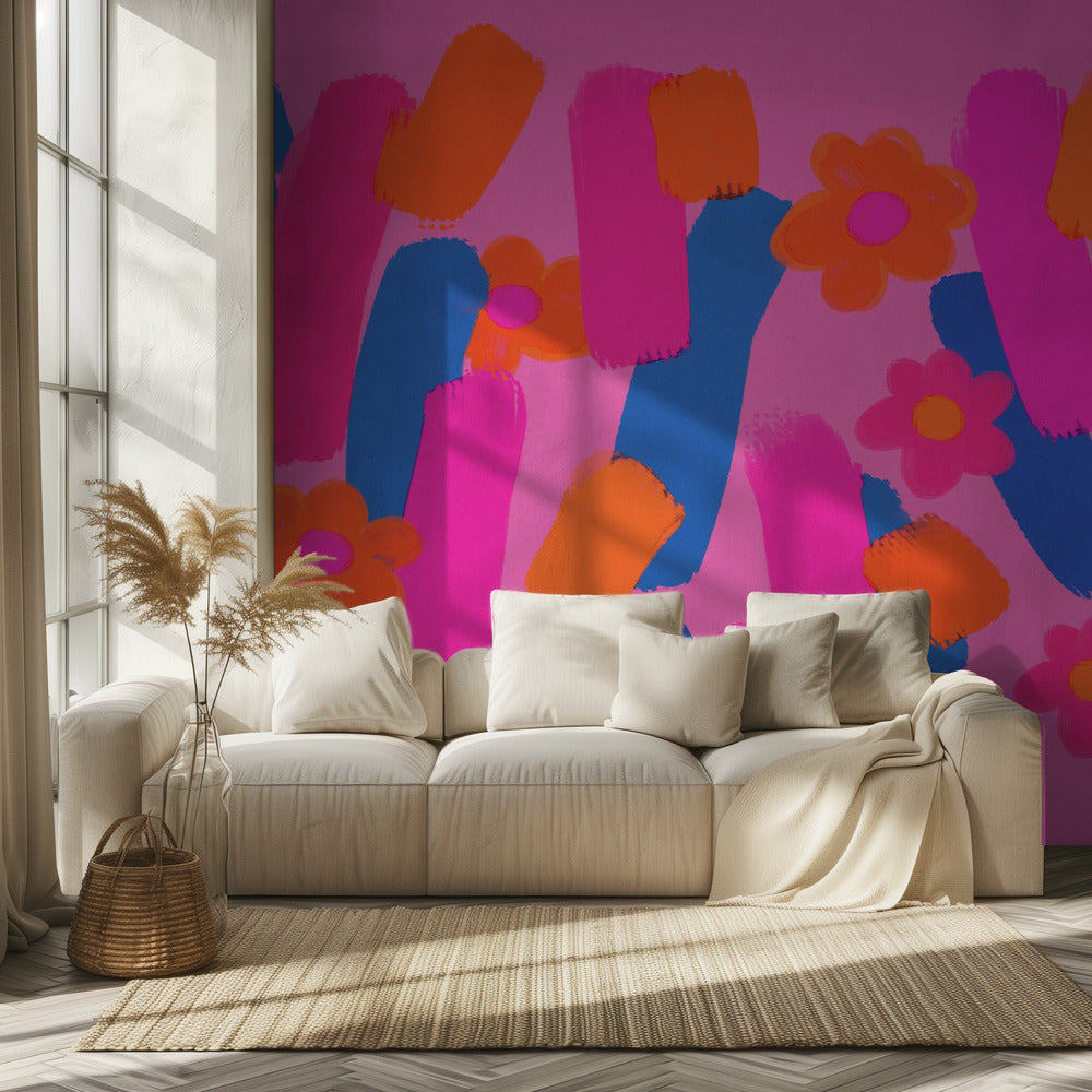 Bloemenborsteldans | Behang