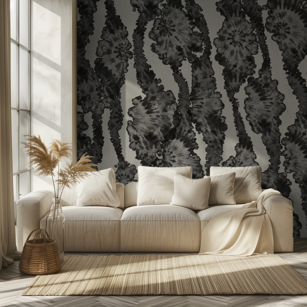 Monochrome bloesems | Behang