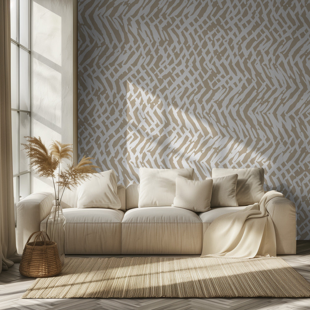 Marks Organic Stripes Textuur Beige I | Behang