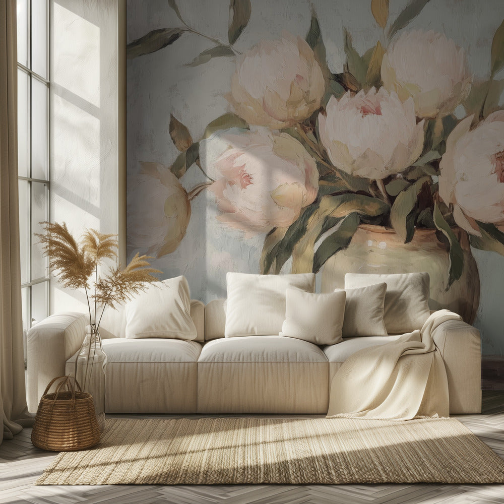Pioenrozen Bloemenstilleven | Behang