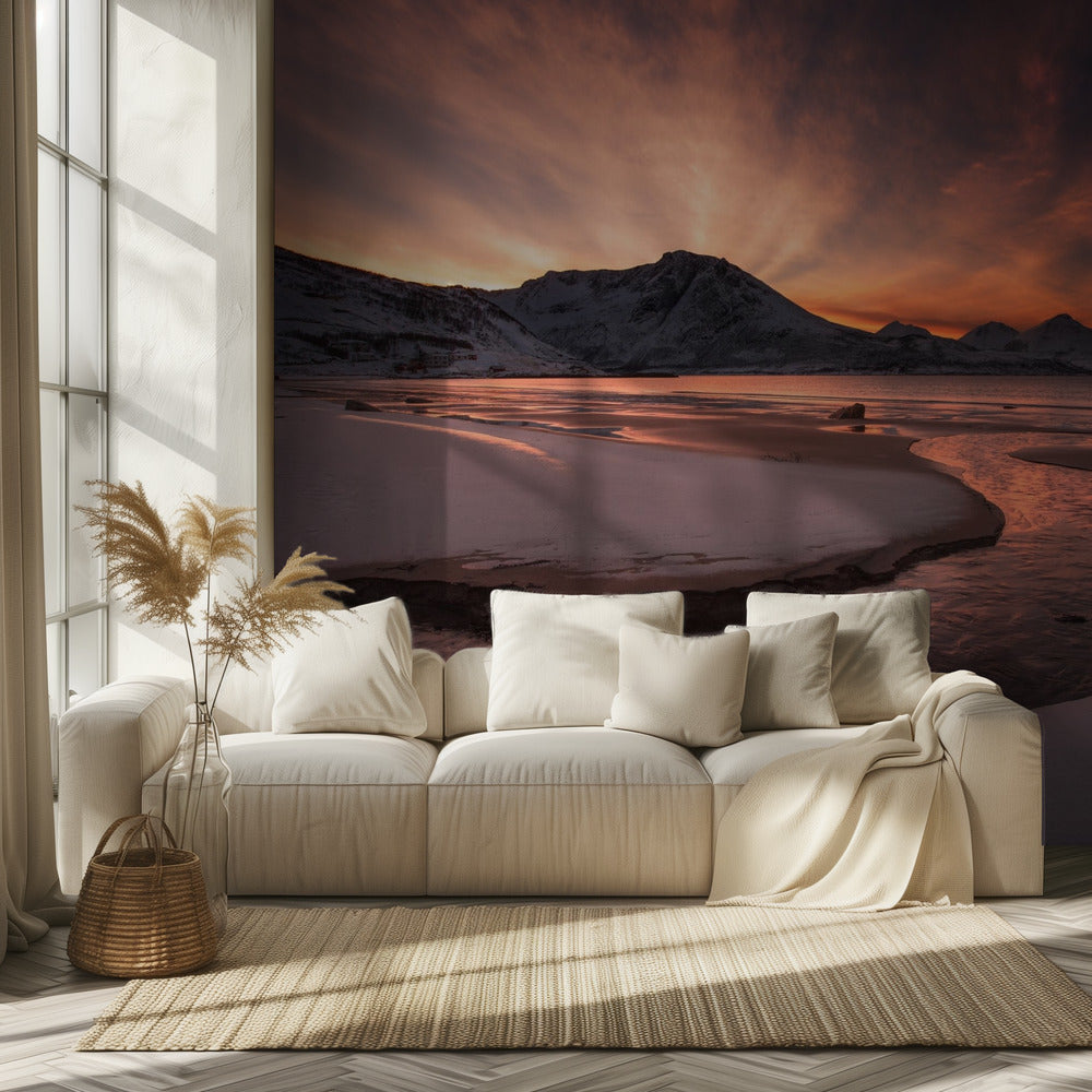 Gouden zonsondergang | Behang