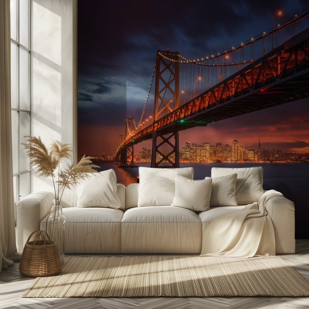 Bay Bridge bij nacht | Achtergrond