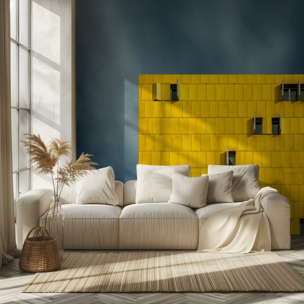 Geel en blauw | Behang