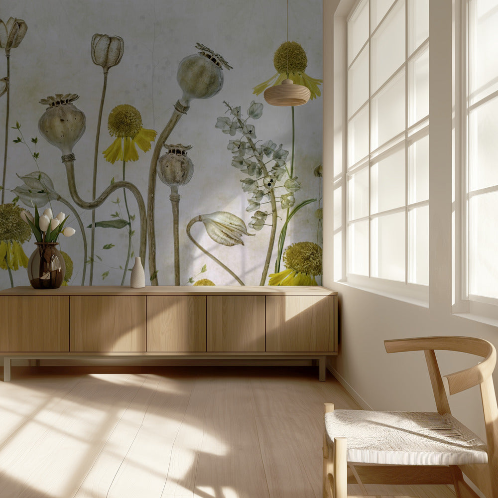 Klaprozen en Helenium | Behang