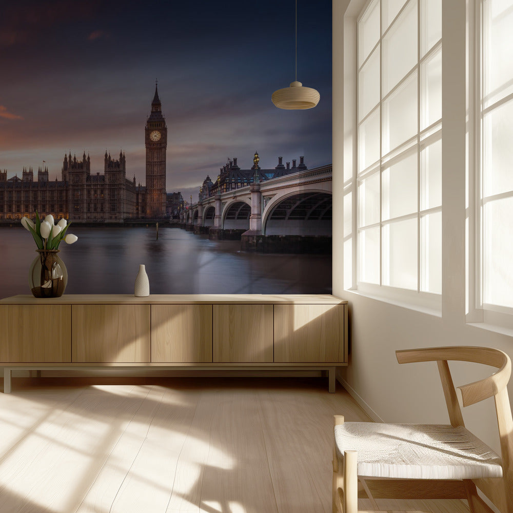 Zonsondergang in het Londense Palace of Westminster | Achtergrond