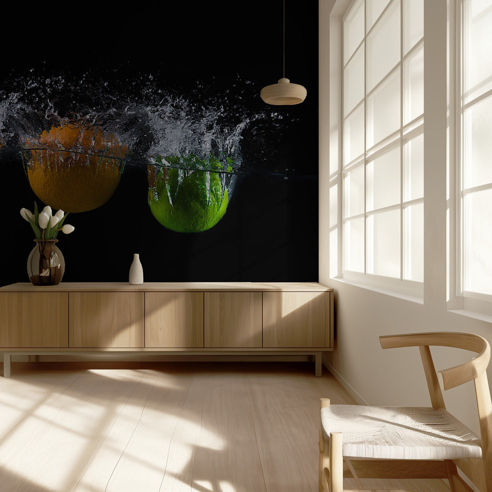 Driedubbele citrus splash | Behang