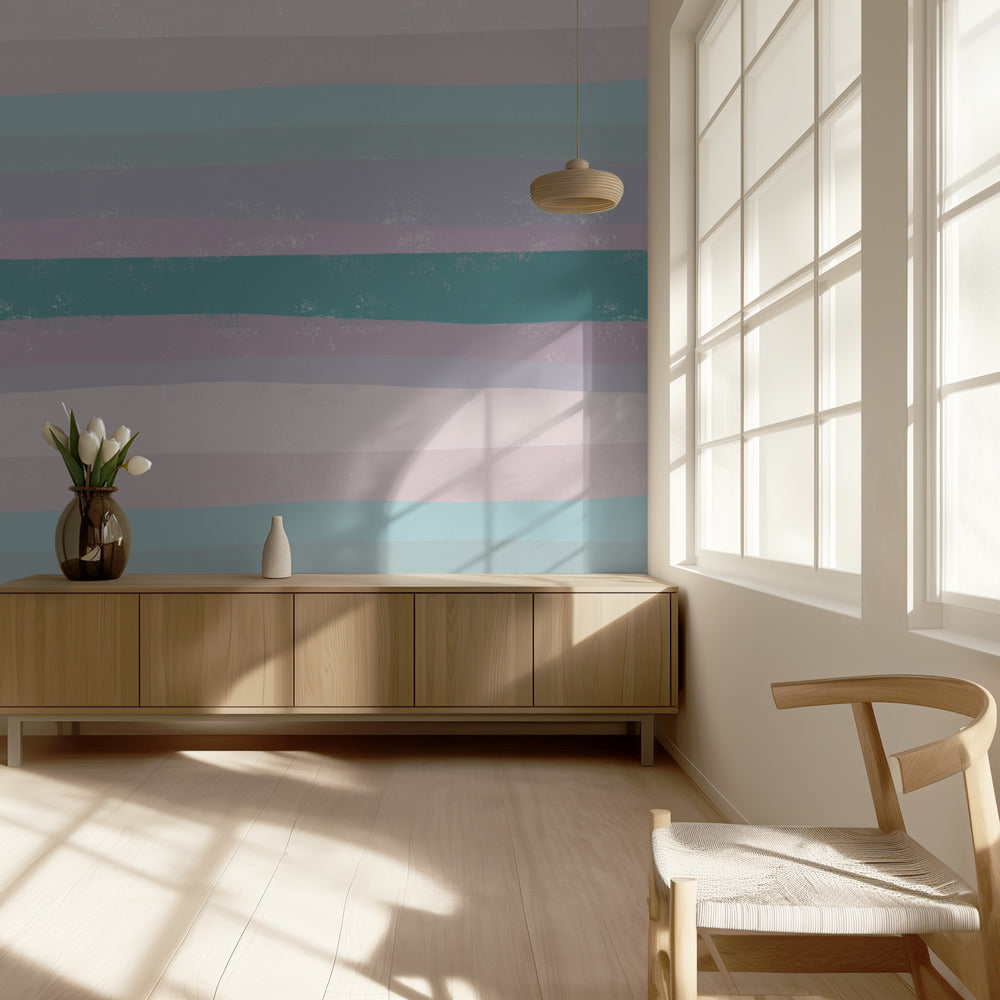Horizontale strepen in rustgevende tinten | Behang