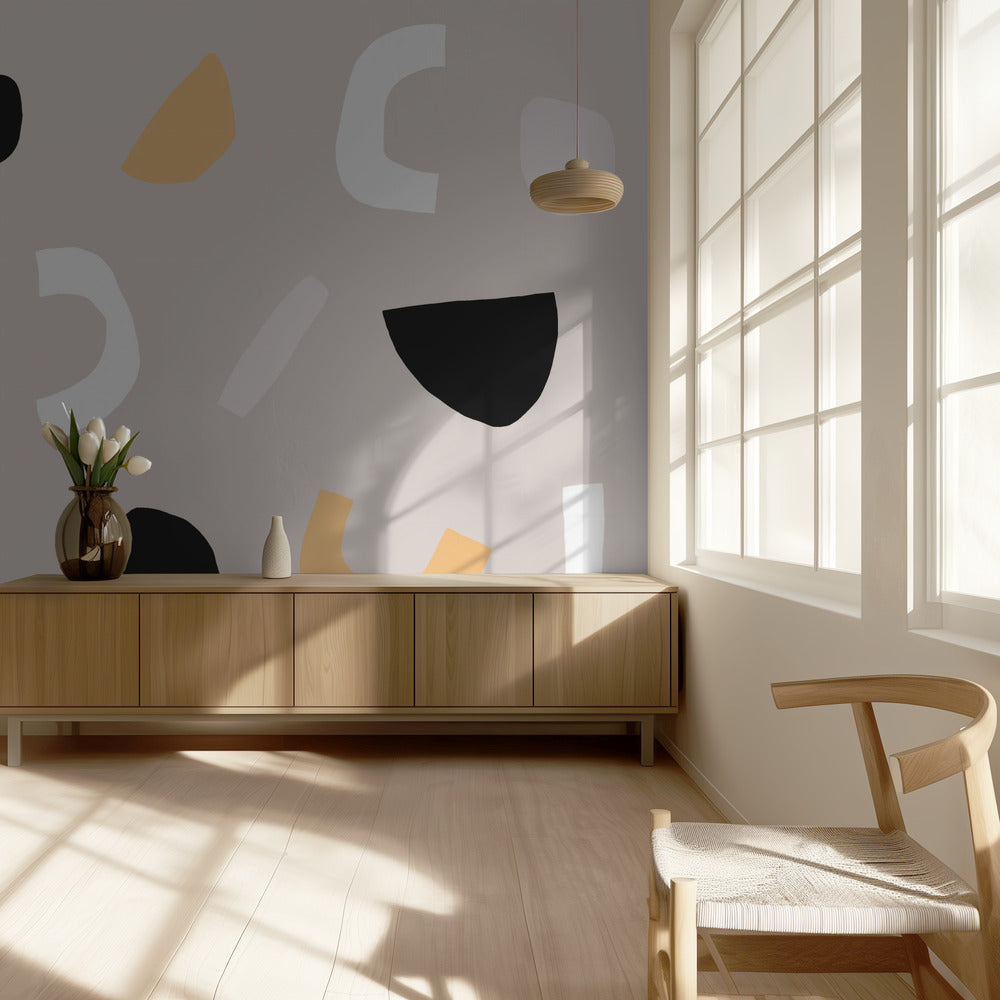 Geometrische vormen in neutrale tinten | Behang