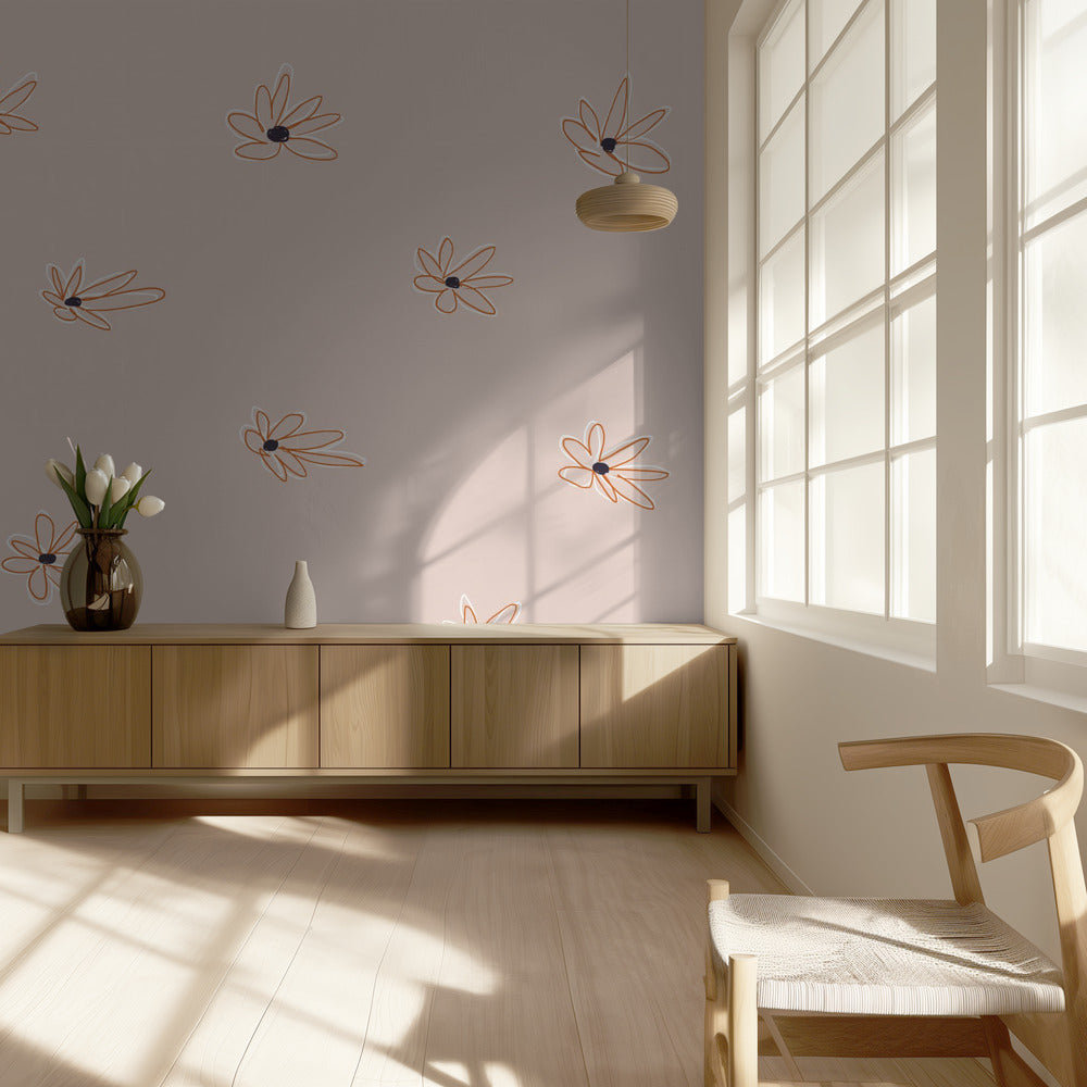 Minimalistische madeliefjespatronen | Behang