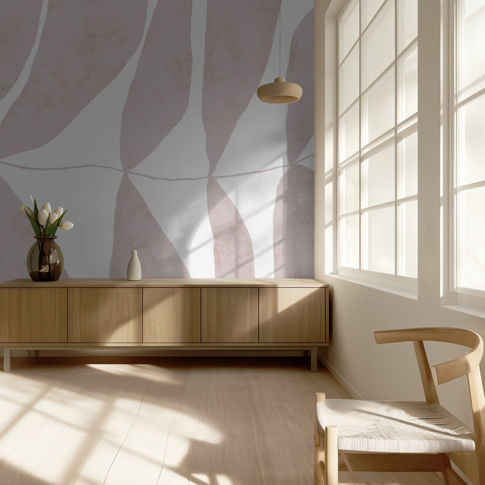 Bladpatronen in zachte beige tinten | Behang