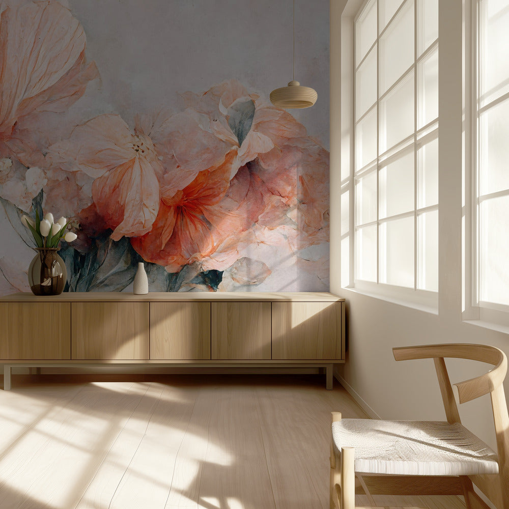 Bloesems in koraal | Behang