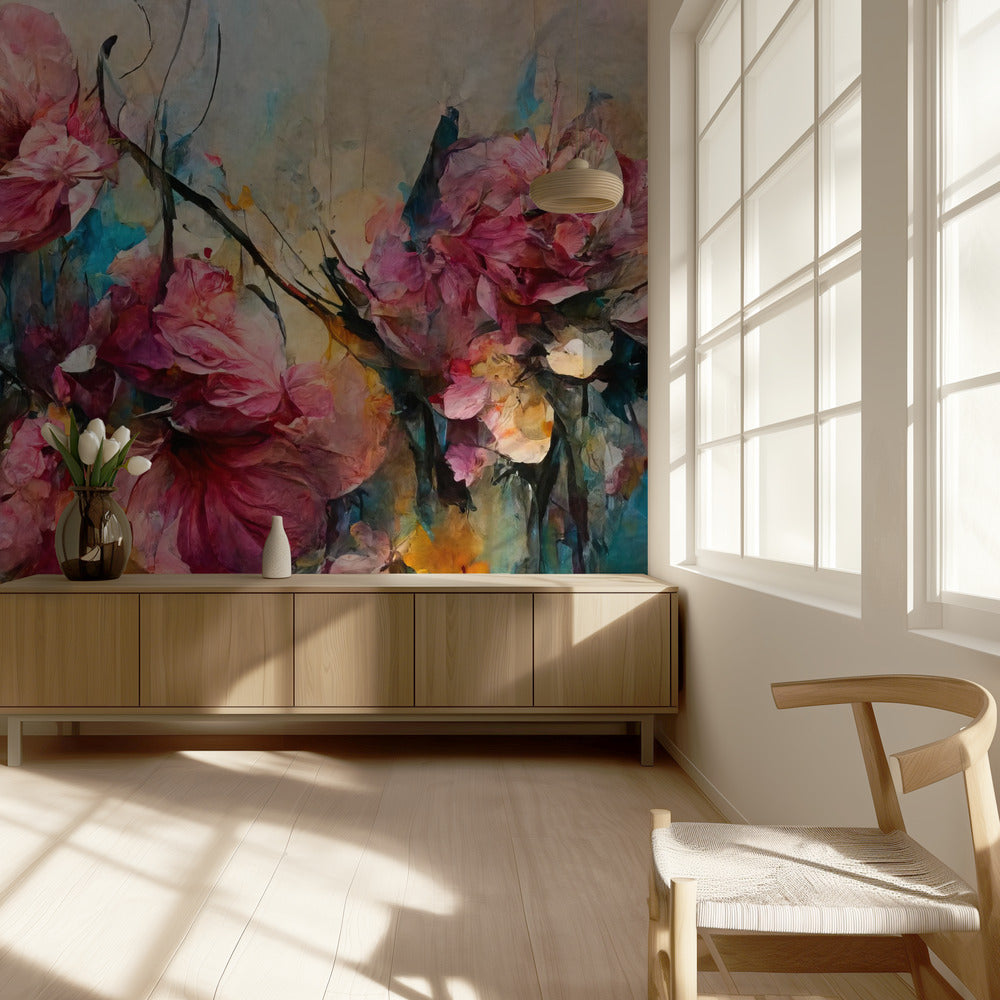 Bloemblaadjes in beweging | Behang