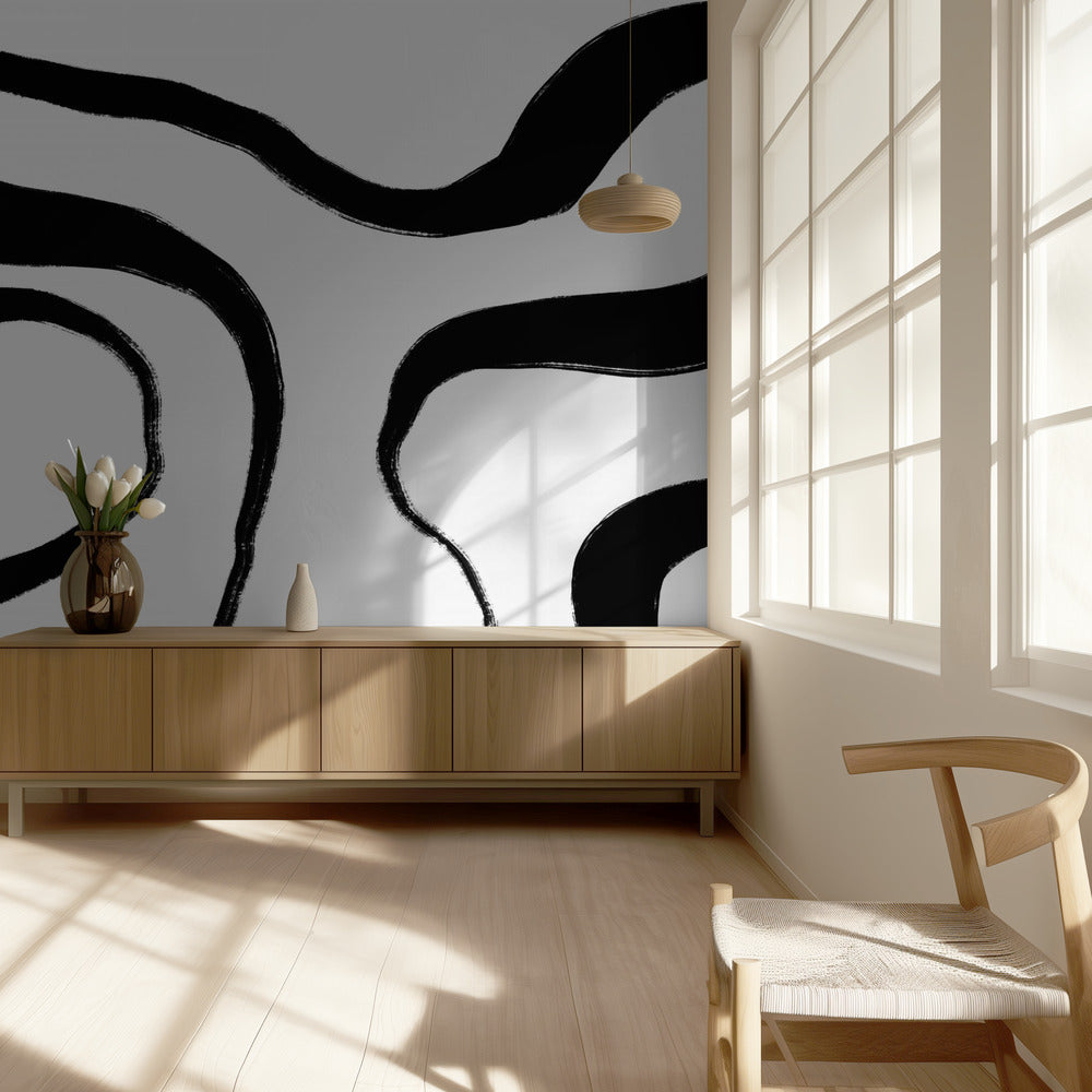 Vloeiende zebra-achtige strepen | Behang