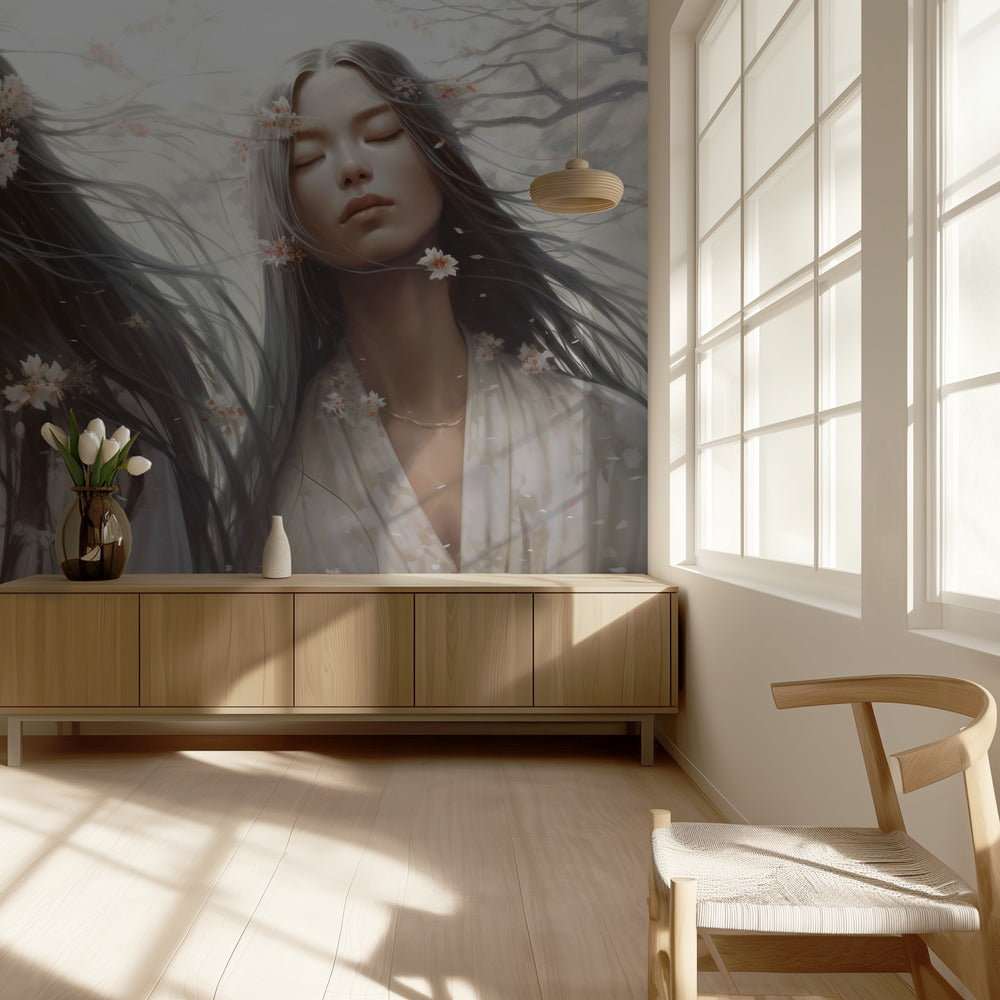 Bloemblaadjes van Sereniteit | Behang