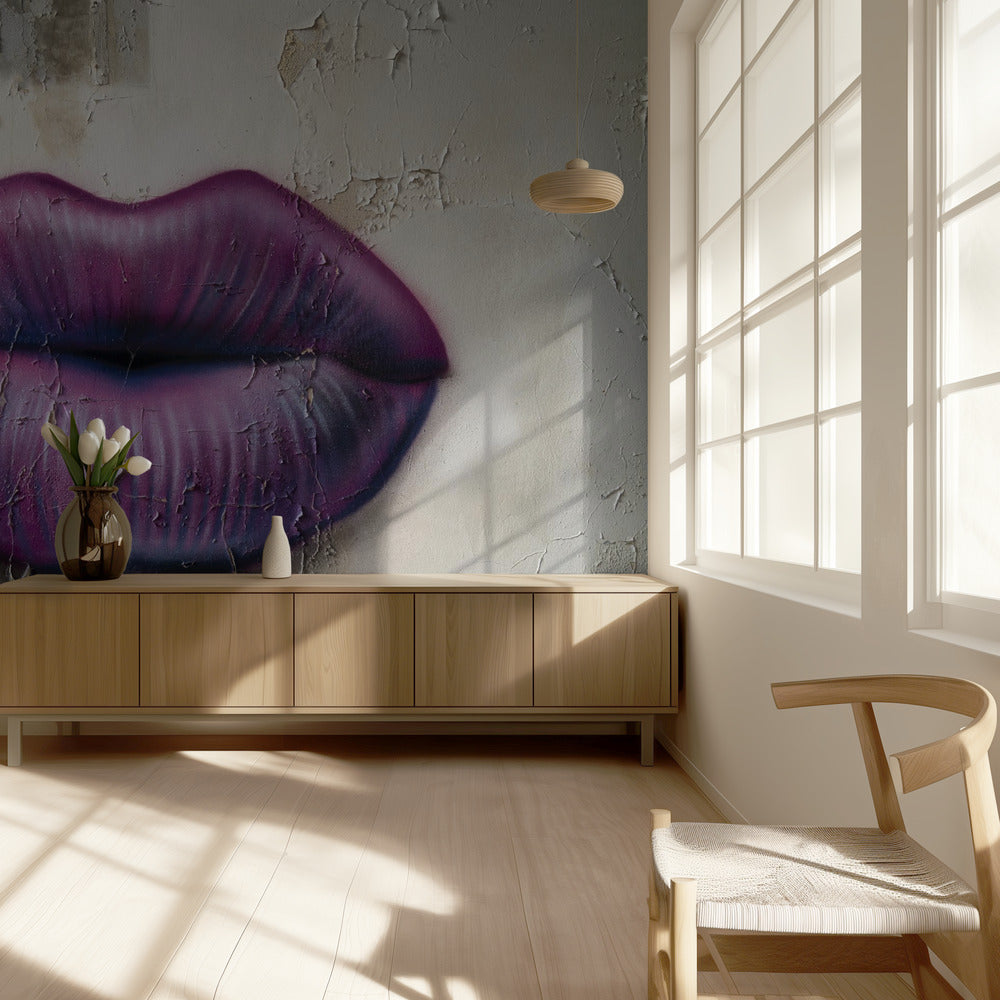Lippen op de muur | Behang