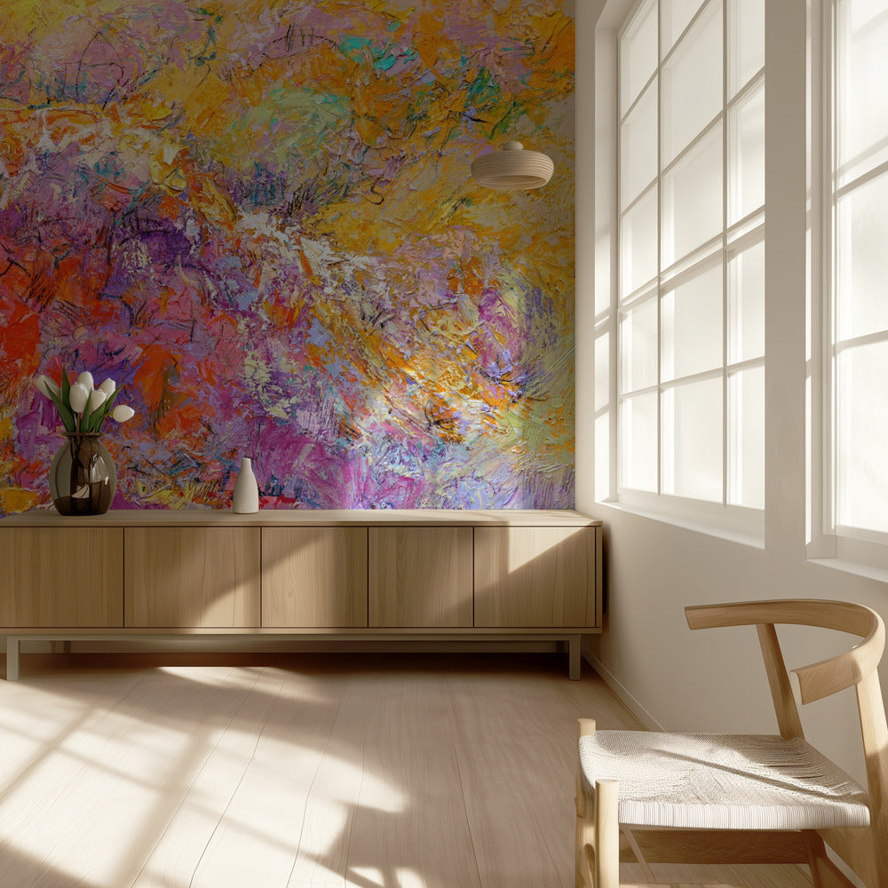 Expressionistisch kleurrijk abstract | Behang