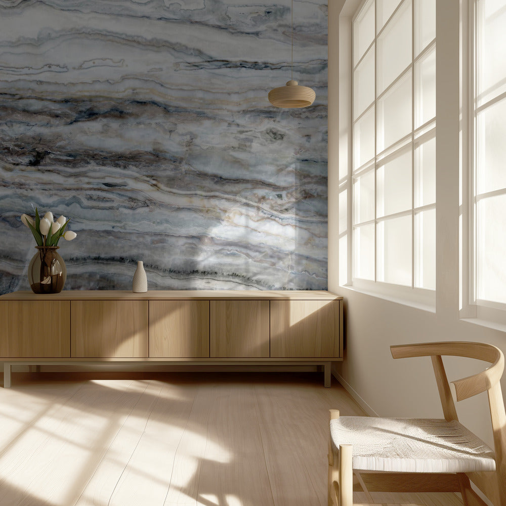 Blauw en wit marmer 08 | Behang