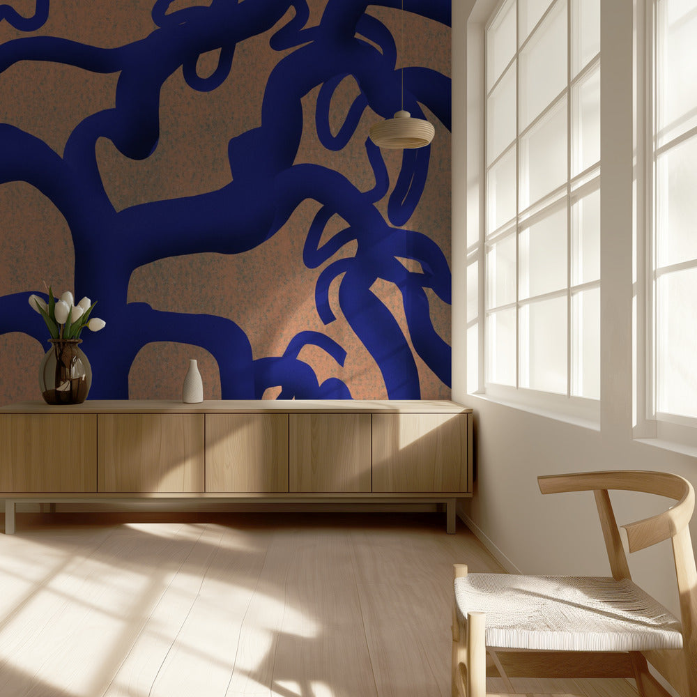 Twisting Indigo Tree | Behang