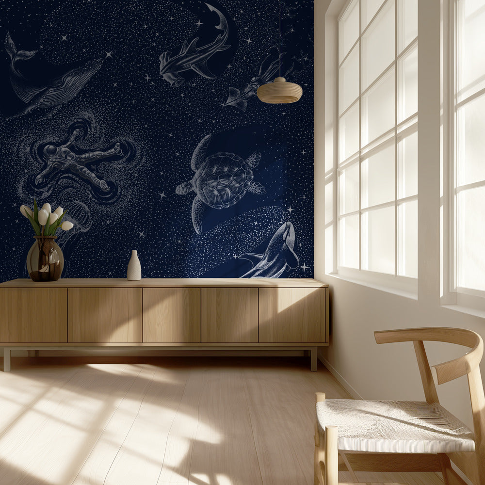 Kosmische Oceaan met astronaut | Achtergrond