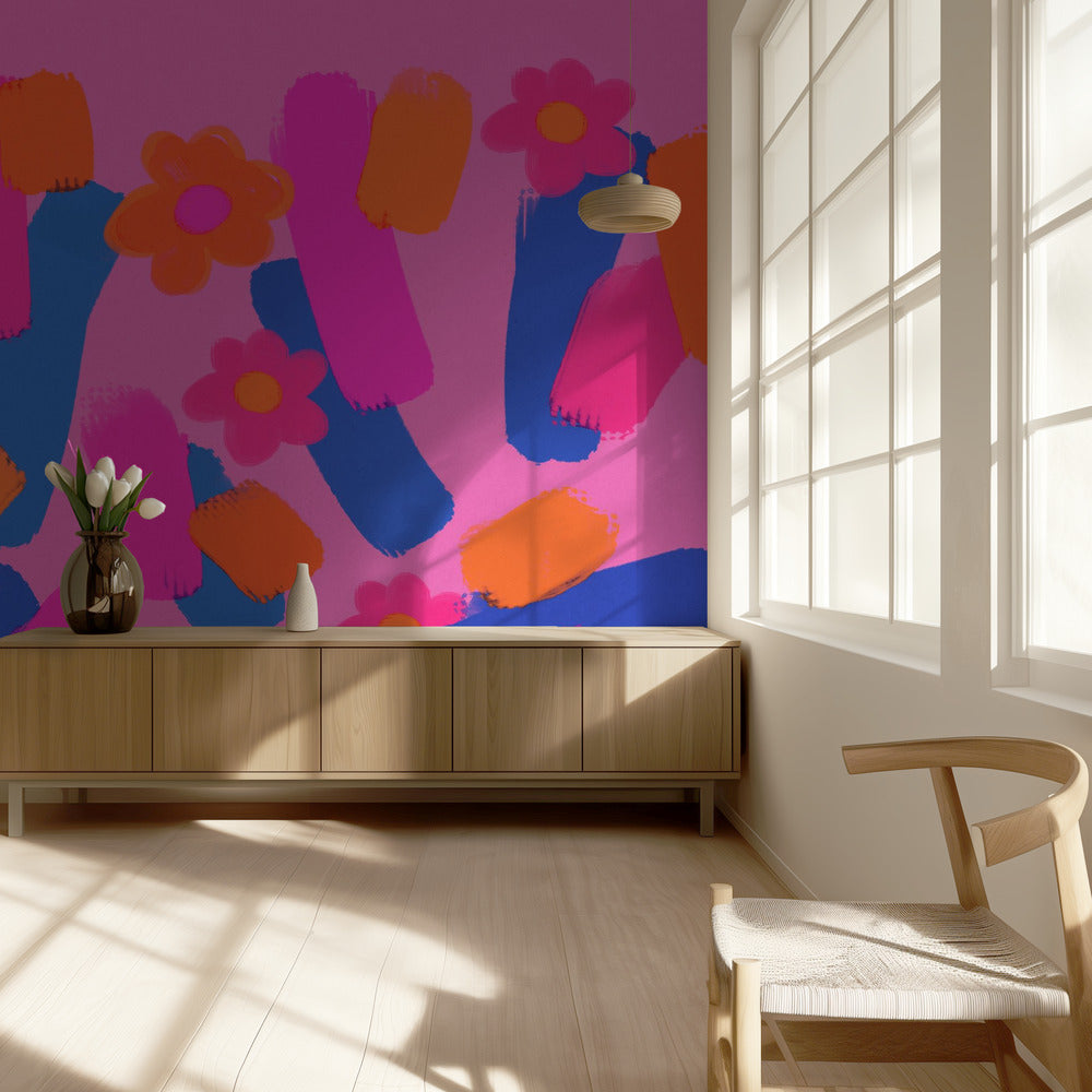 Bloemenborsteldans | Behang