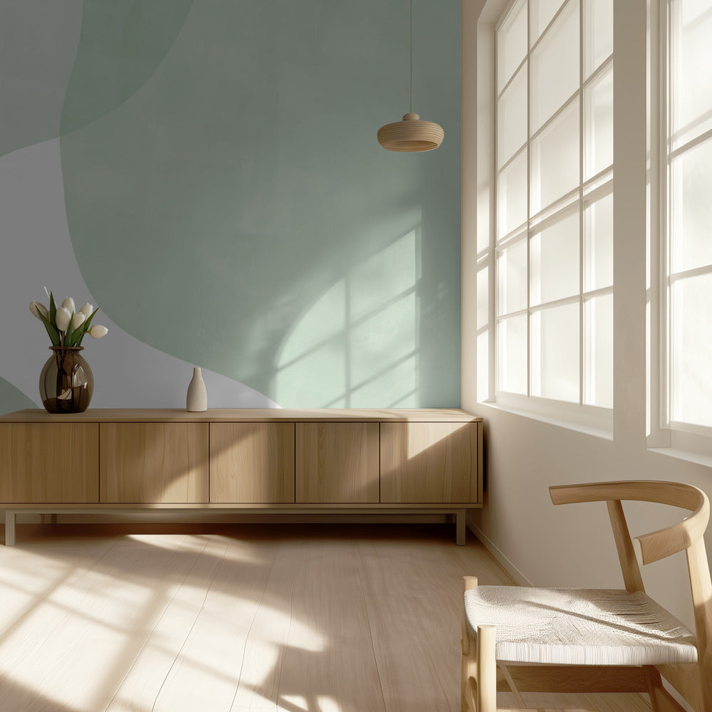 Zachte groene golven | Behang