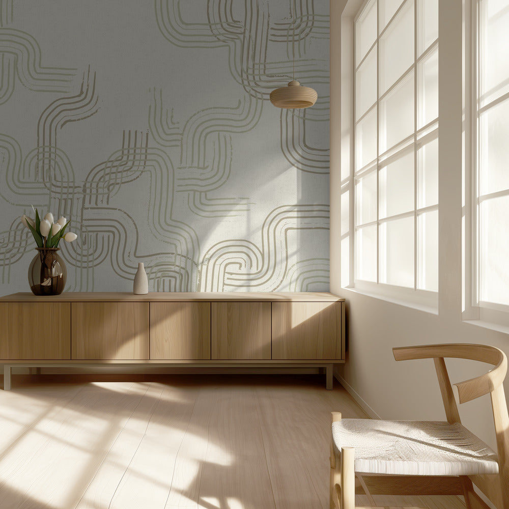 kalmerende essentials sporen neutraal wit | Behang