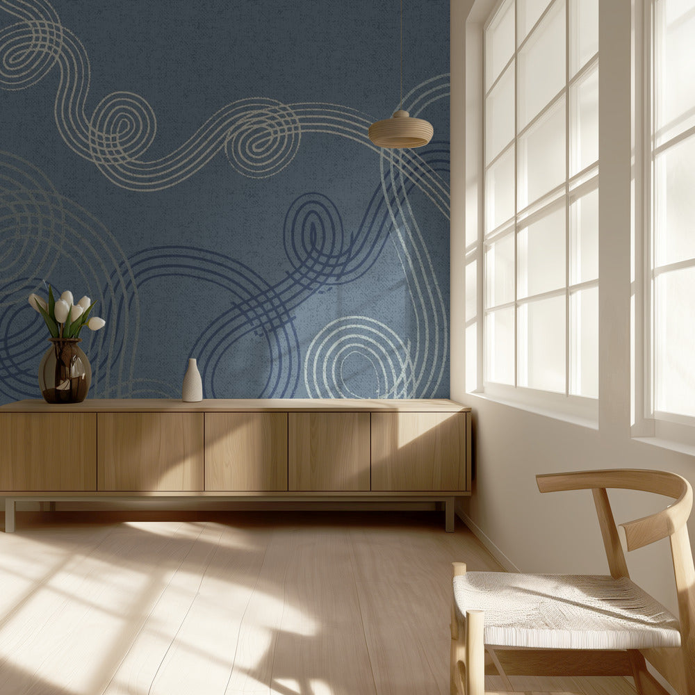 kalmerende essentials loops gedempt blauw | Behang