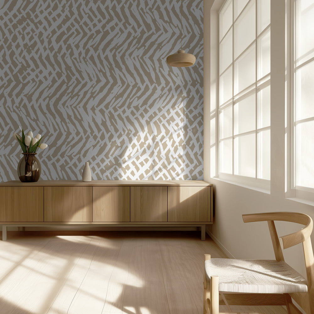 Marks Organic Stripes Textuur Beige I | Behang