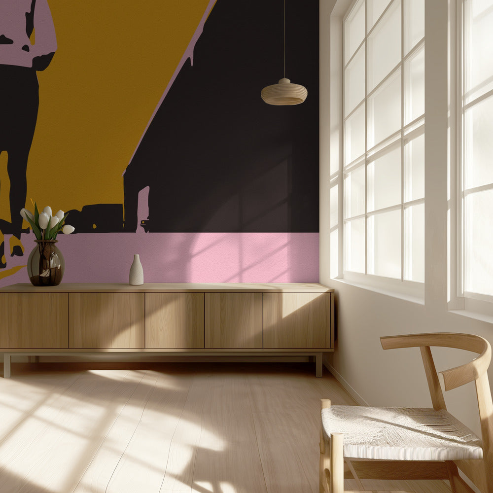 Silhouet van een wandelende vrouw | Behang