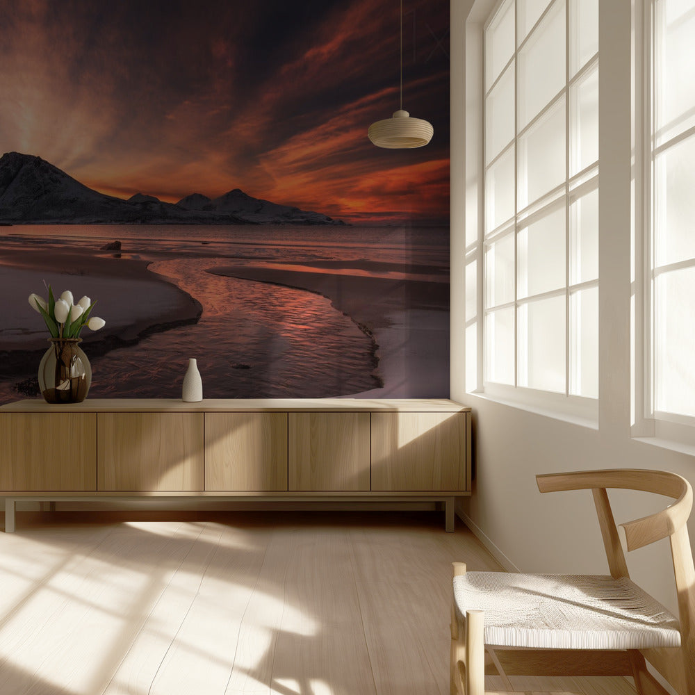 Gouden zonsondergang | Behang
