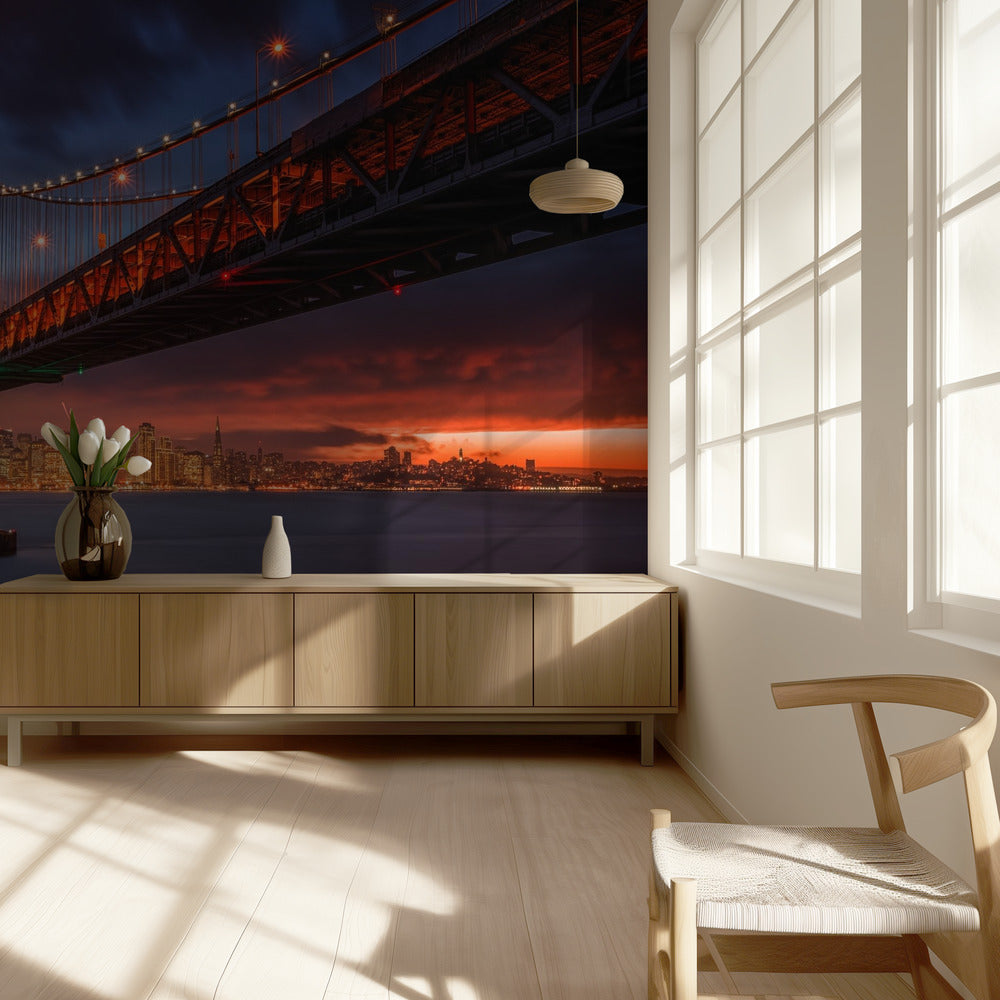 Bay Bridge bij nacht | Achtergrond