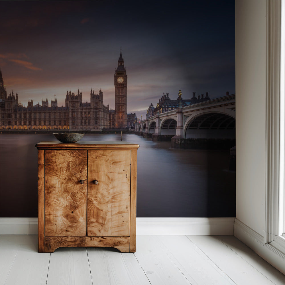 Zonsondergang in het Londense Palace of Westminster | Achtergrond