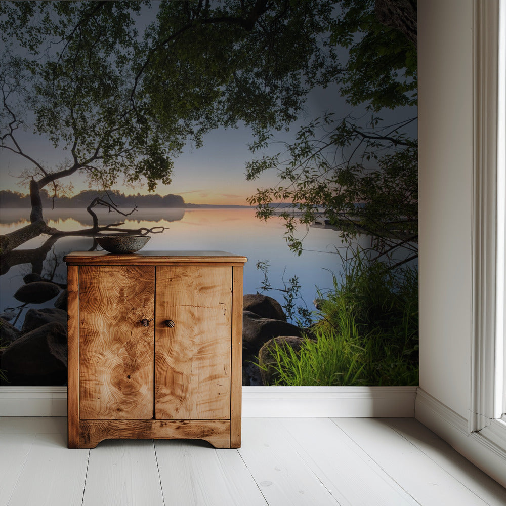 Uitzicht op het meer | Behang