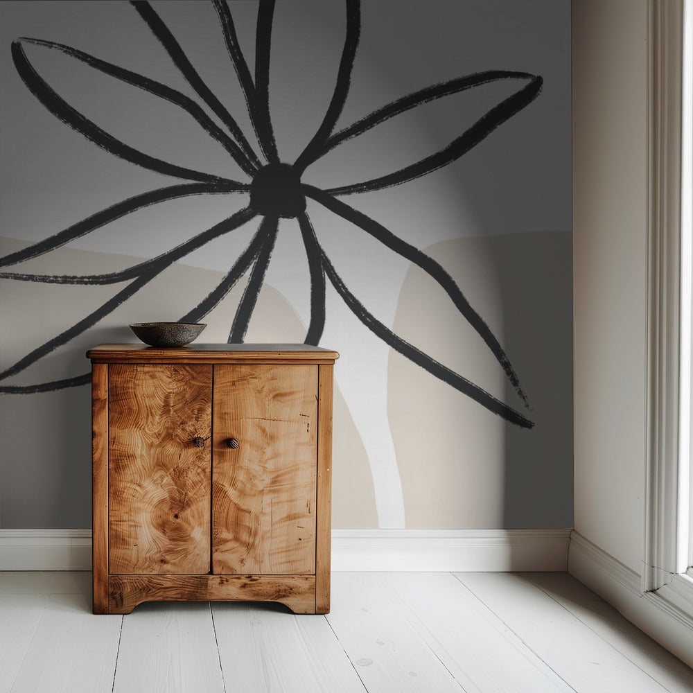 Bloemen en crème | Behang