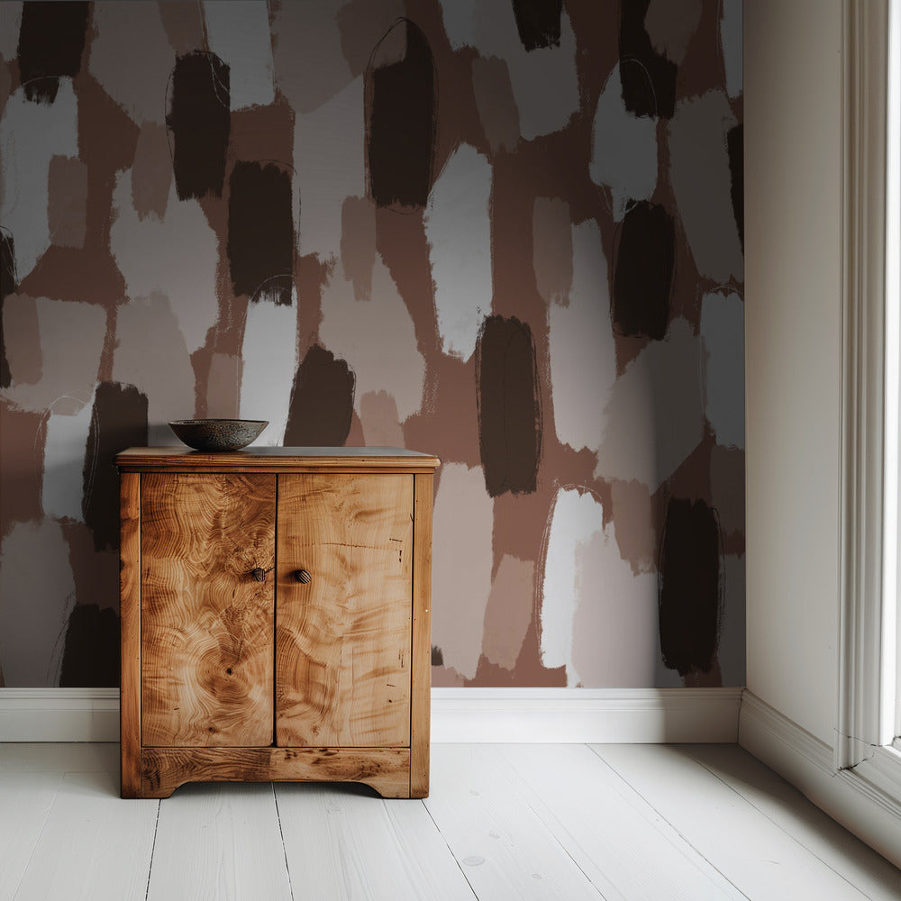 Aardse penseelstreken | Behang