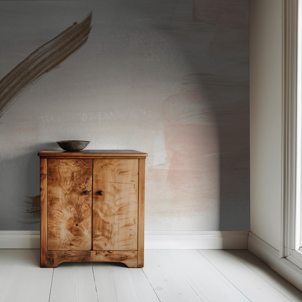 Zachte penseelstreken in aardse tinten | Behang